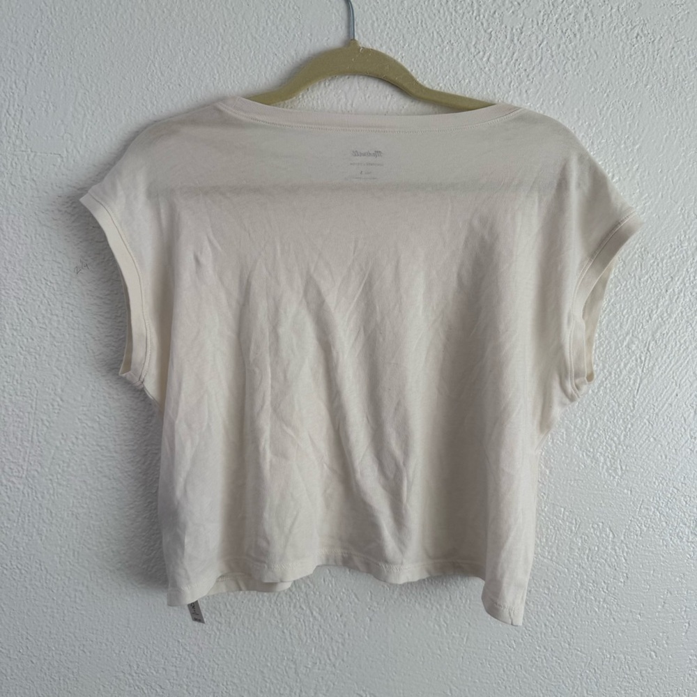 Madewell Women’s Small Softfade Cotton Crop Tee White Offwhite NWT - Picture 7 of 7